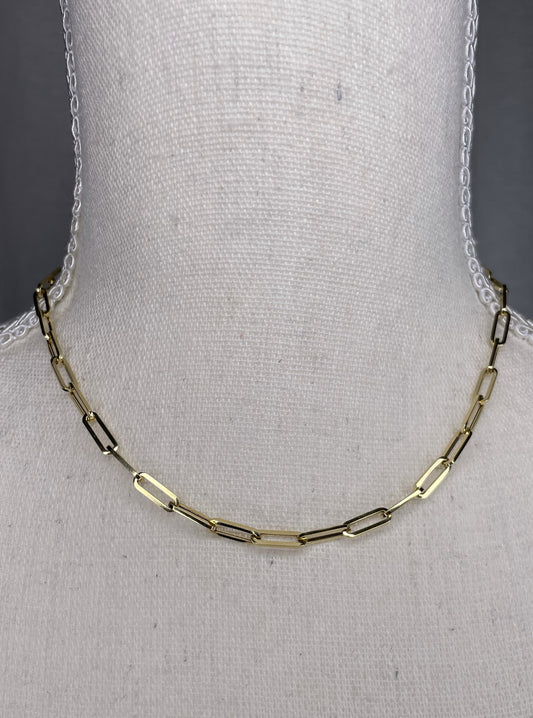 18k Gold Paper Clip Necklace